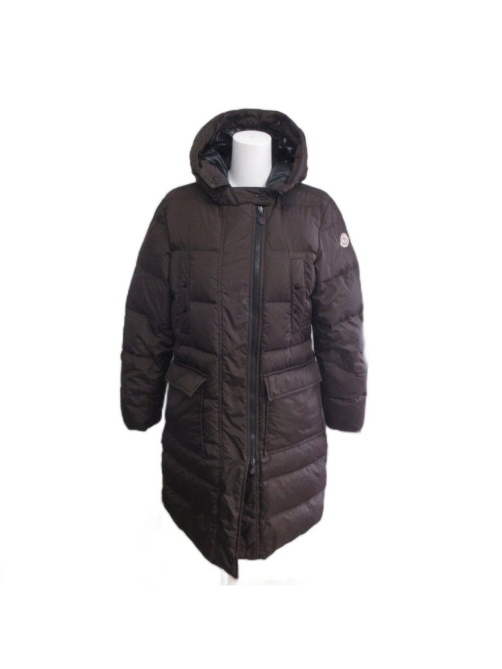 Moncler Down Coat Mid Length Hooded Multi Pocket Brown 2